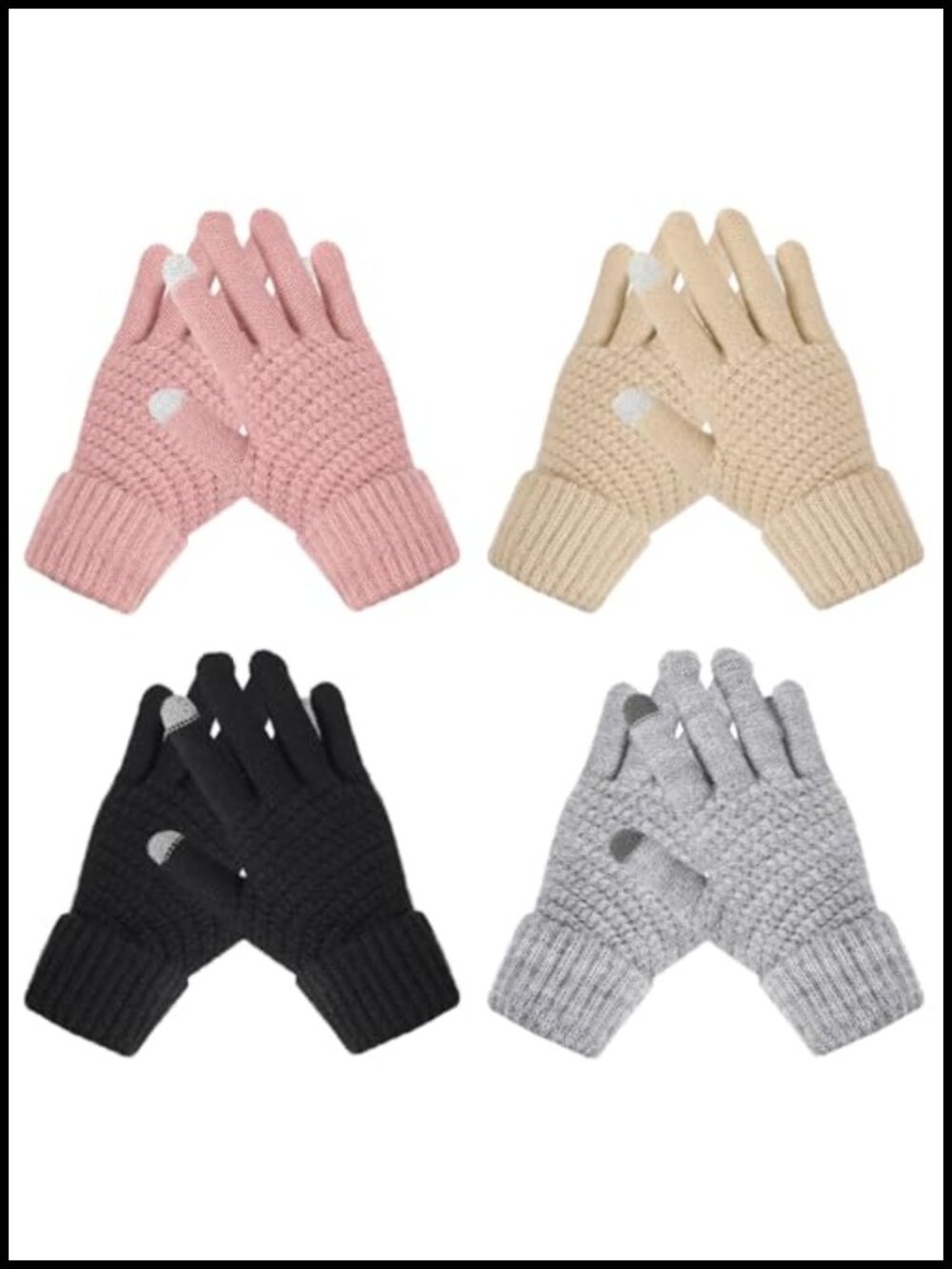 Winter Touchscreen Gloves for Women Fleece Lined Acrylic Knit Warm Cold Weather